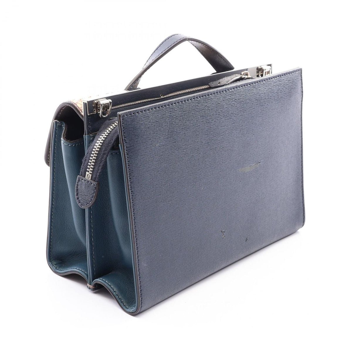 Fendi Handbag Demi Jour Piccola Gray Navy Multi Leather Exotic — view 2