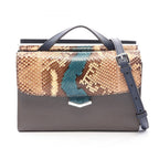 Fendi Handbag Demi Jour Piccola Gray Navy Multi Leather Exotic