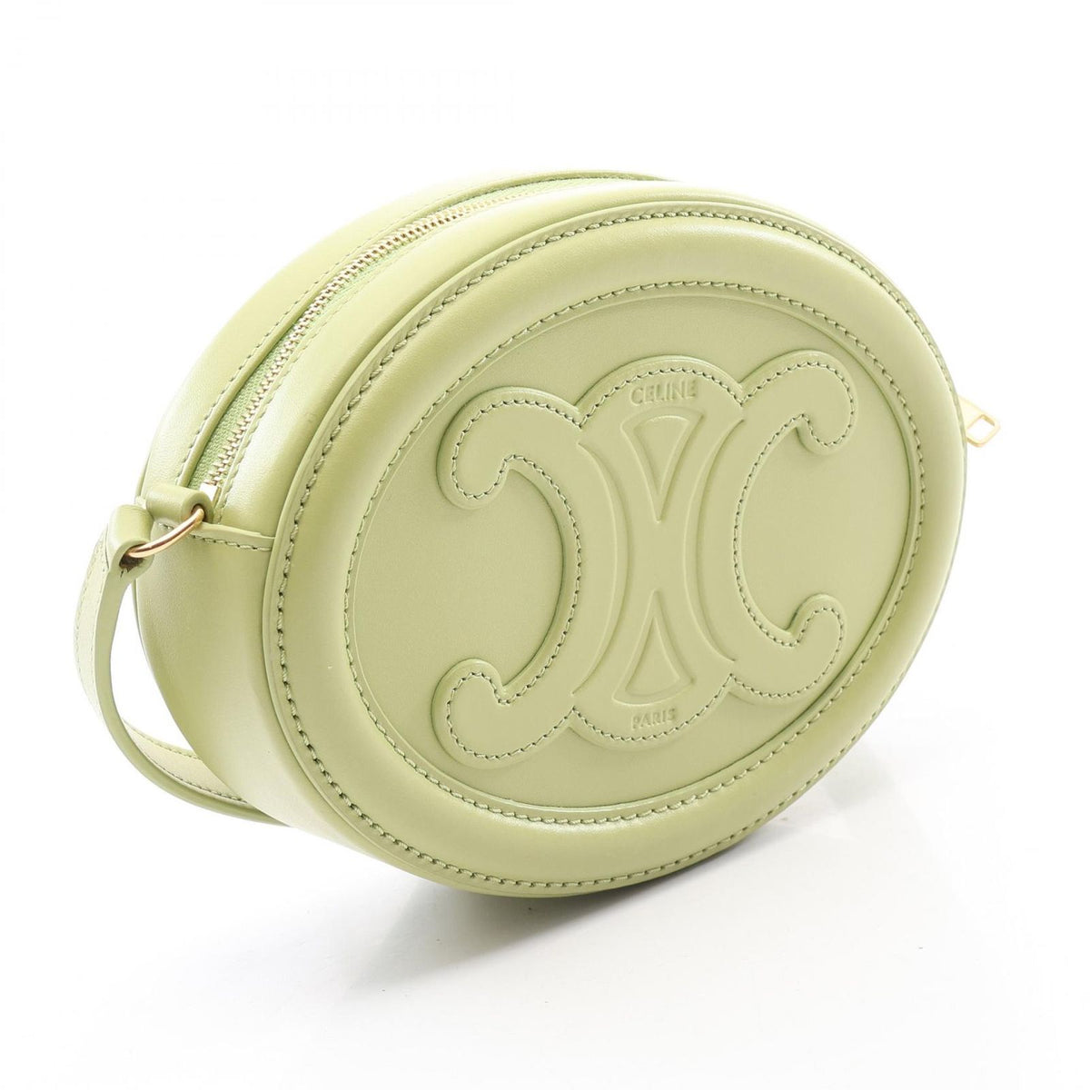 Celine Shoulder Bag Triomphe Oval Purse Cuir Light Green Leather Perth — view 2