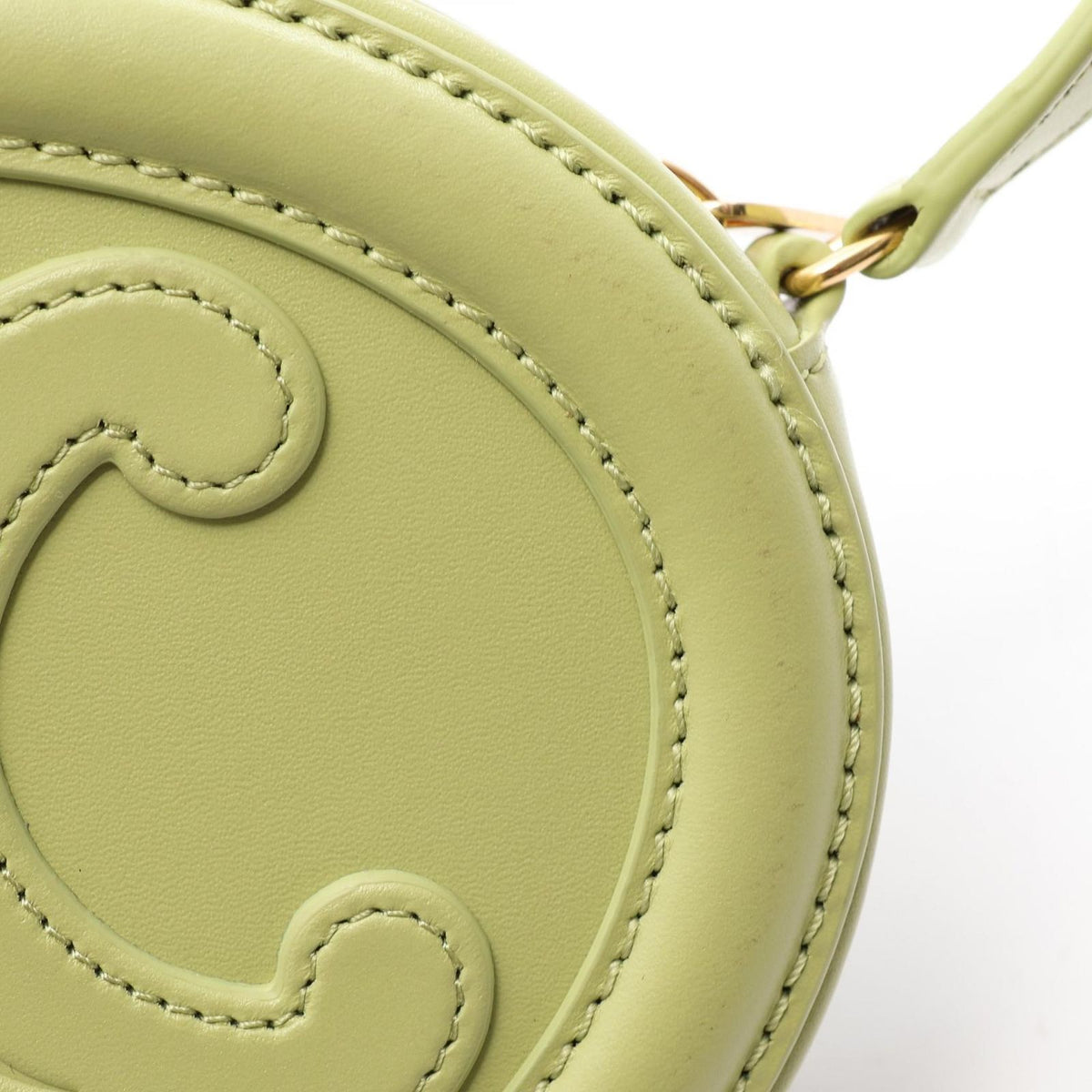 Celine Shoulder Bag Triomphe Oval Purse Cuir Light Green Leather Perth — view 6