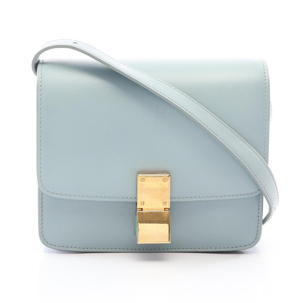 Celine Shoulder Bag Classic Small Light Blue Leather