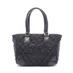 Chanel Tote Bag Paris New York Line Black Nylon Leather