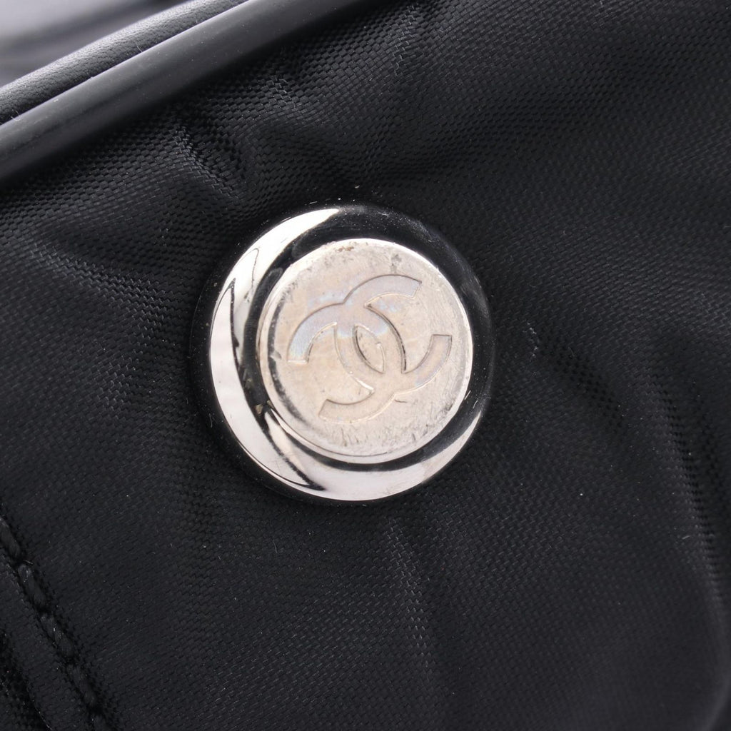 Chanel Tote Bag Paris New York Line Black Nylon Leather — view 8
