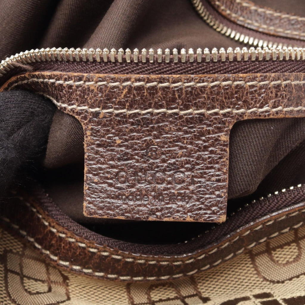 Gucci Shoulder Bag Horsebit Beige Brown Canvas Leather — view 4