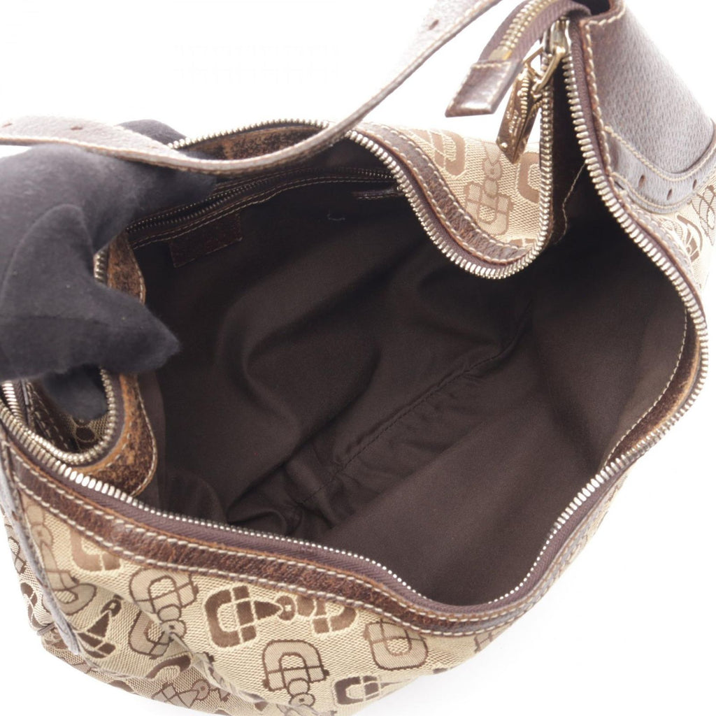 Gucci Shoulder Bag Horsebit Beige Brown Canvas Leather — view 3
