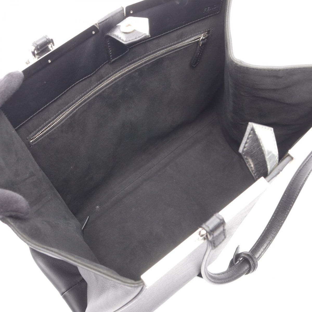 Fendi Tote Bag Black Silver Leather — view 3