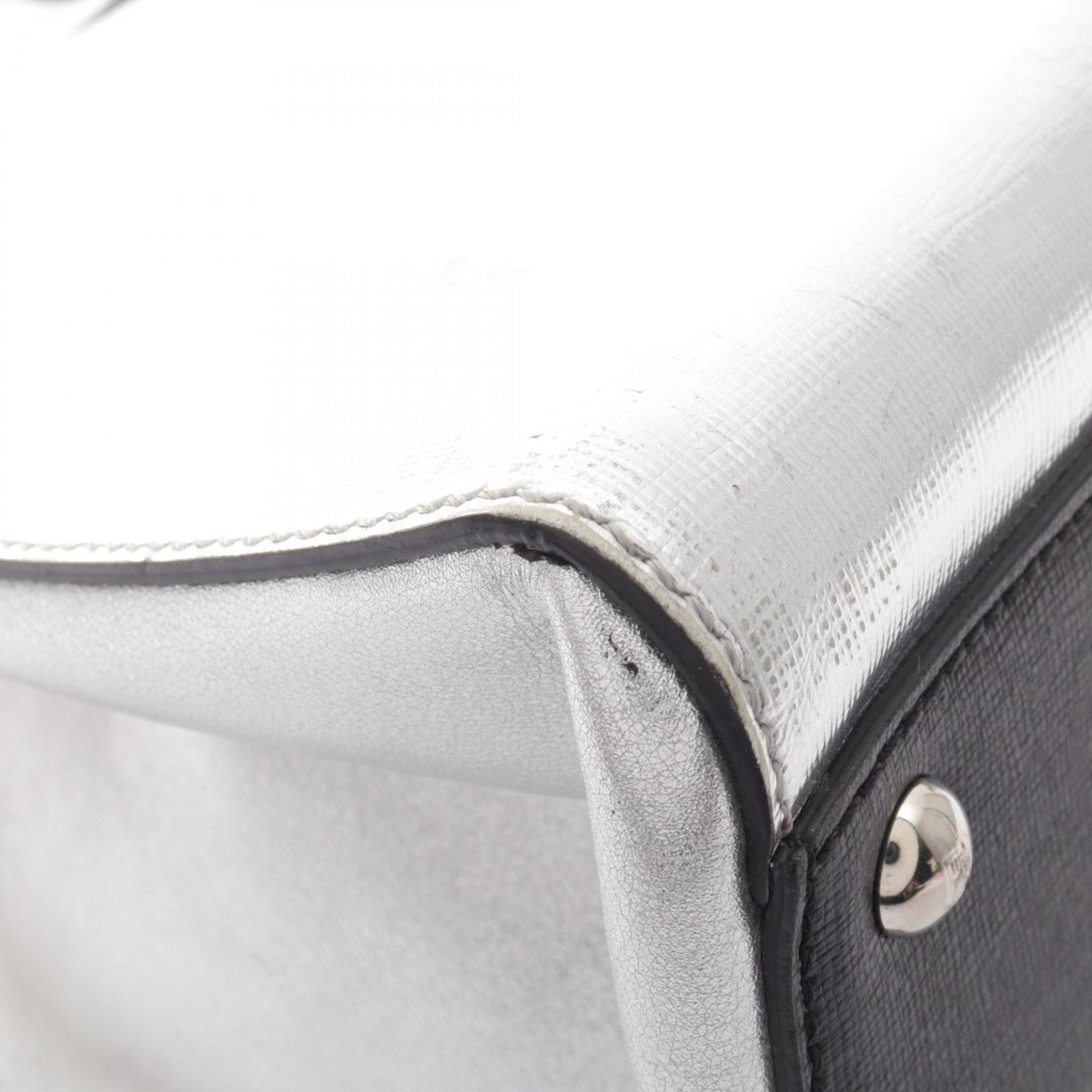 Fendi Tote Bag Black Silver Leather — view 7