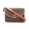 Celine Shoulder Bag Macadam Dark Brown Camel Leather Gancini