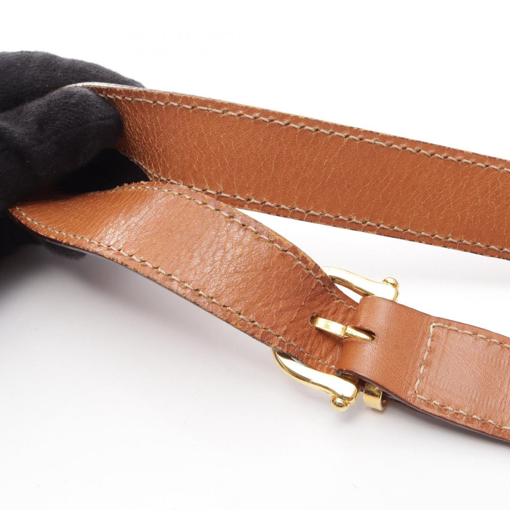 Celine Shoulder Bag Macadam Dark Brown Camel Leather Gancini — view 8