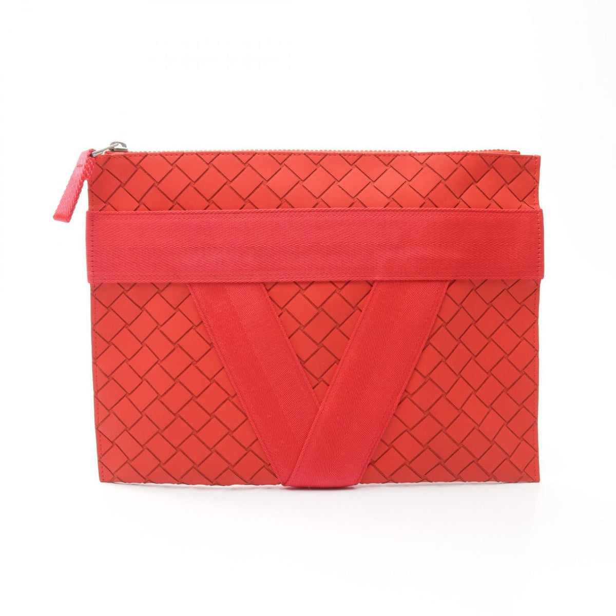 Bottega Veneta Clutch Document Case Red Rubber