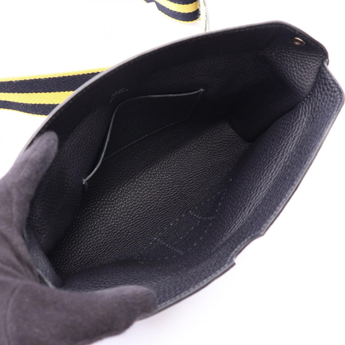 Hermes Shoulder Bag Vide Poche Canvas Jaune Naple Leather — view 3