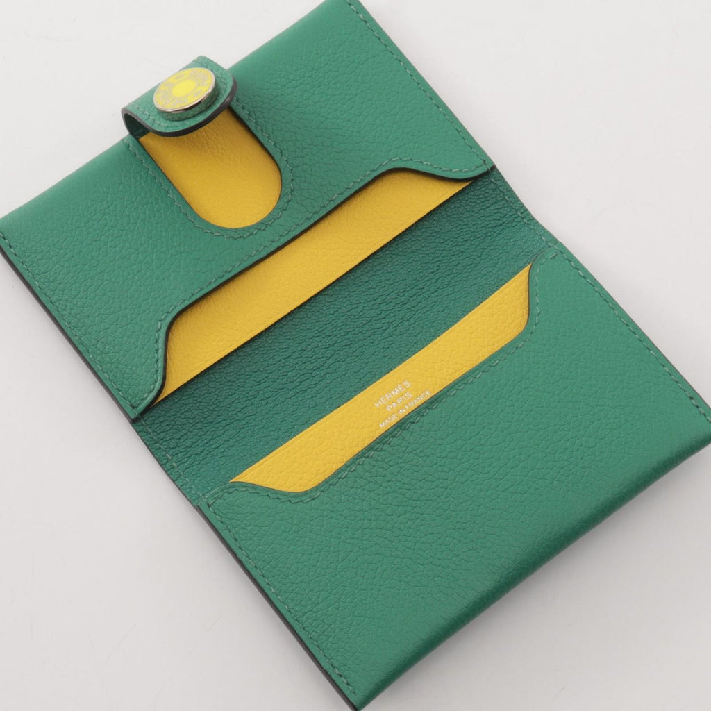 Hermes Card Case M S Vert Vertigo Jaune Naple — view 3