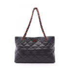 Chanel Tote Bag Quilted Black Brown Caviar Leather Chain