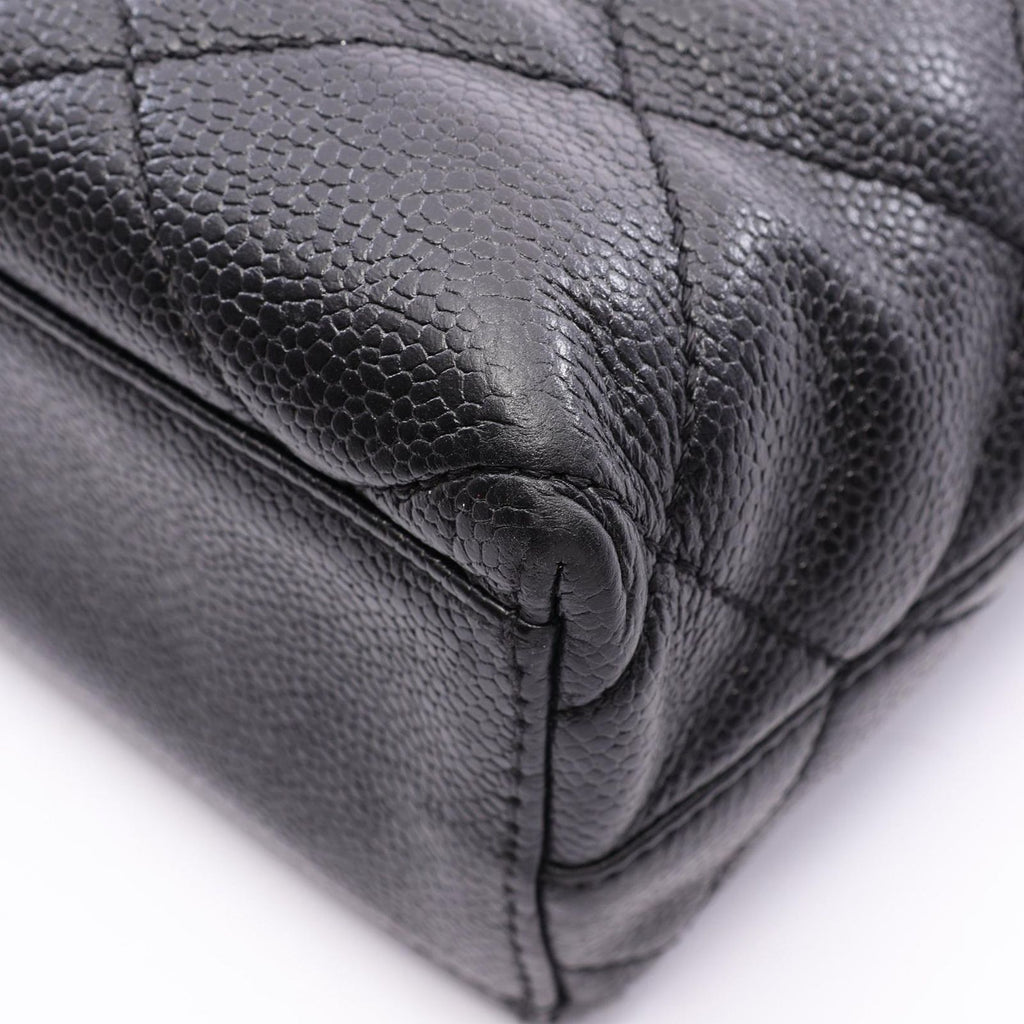 Chanel Tote Bag Quilted Black Brown Caviar Leather Chain — view 8