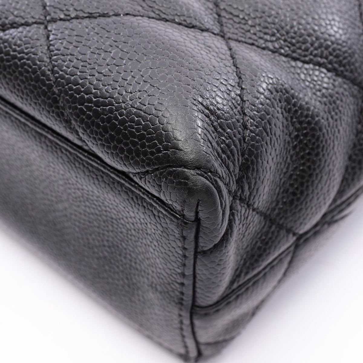 Chanel Tote Bag Quilted Black Brown Caviar Leather Chain — view 8