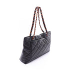 Chanel Tote Bag Quilted Black Brown Caviar Leather Chain — view 2