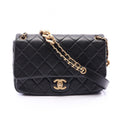 Chanel Shoulder Bag Quilted Flap Black Lambskin Chain