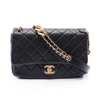 Chanel Shoulder Bag Quilted Flap Black Lambskin Chain