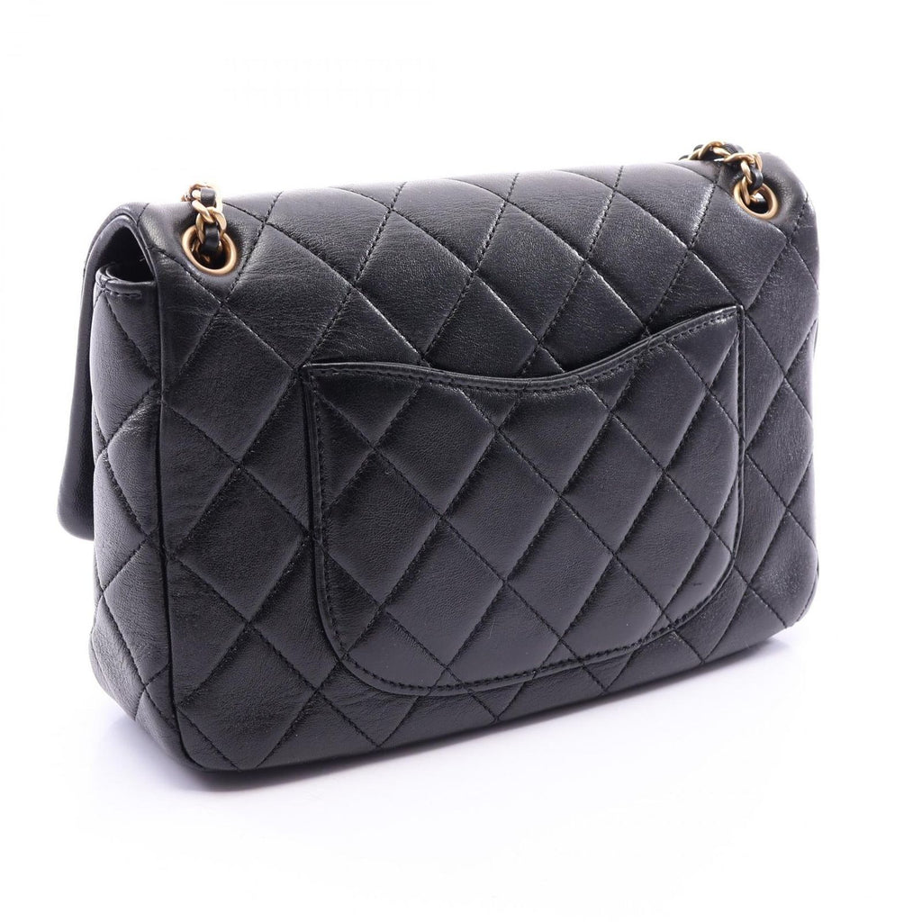 Chanel Shoulder Bag Quilted Flap Black Lambskin Chain — view 2