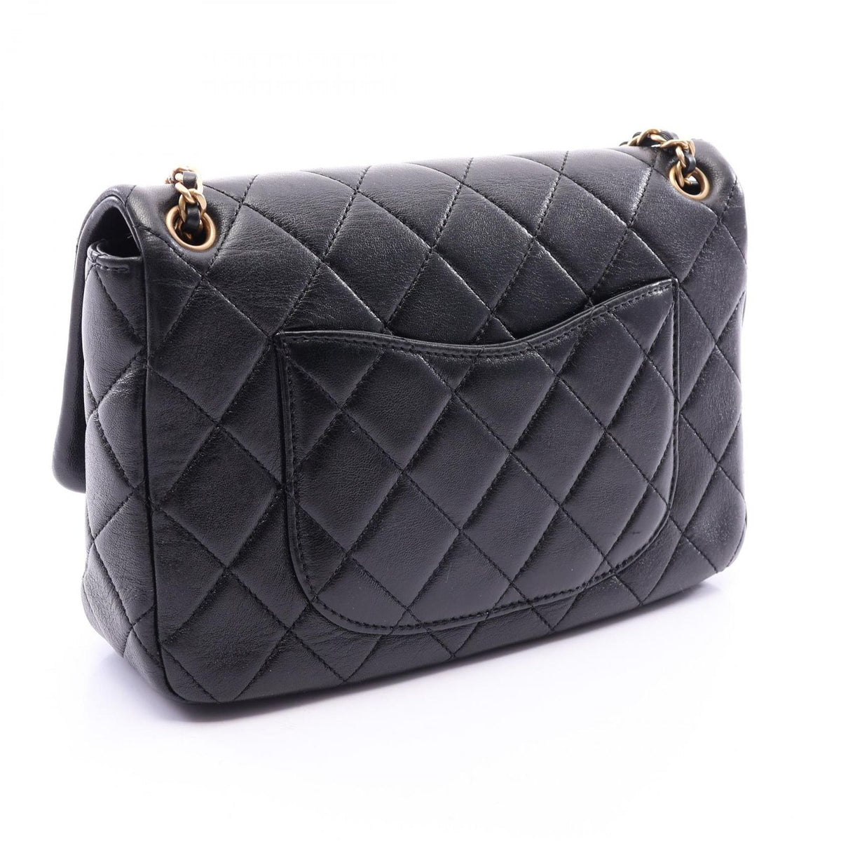 Chanel Shoulder Bag Quilted Flap Black Lambskin Chain — view 2
