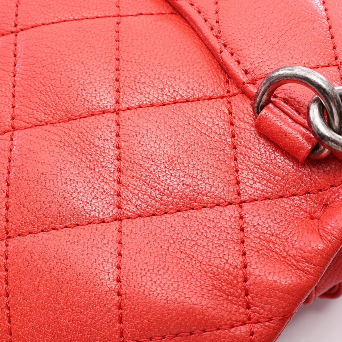 Chanel Shoulder Bag Quilted Red Leather Flap Chain — view 8
