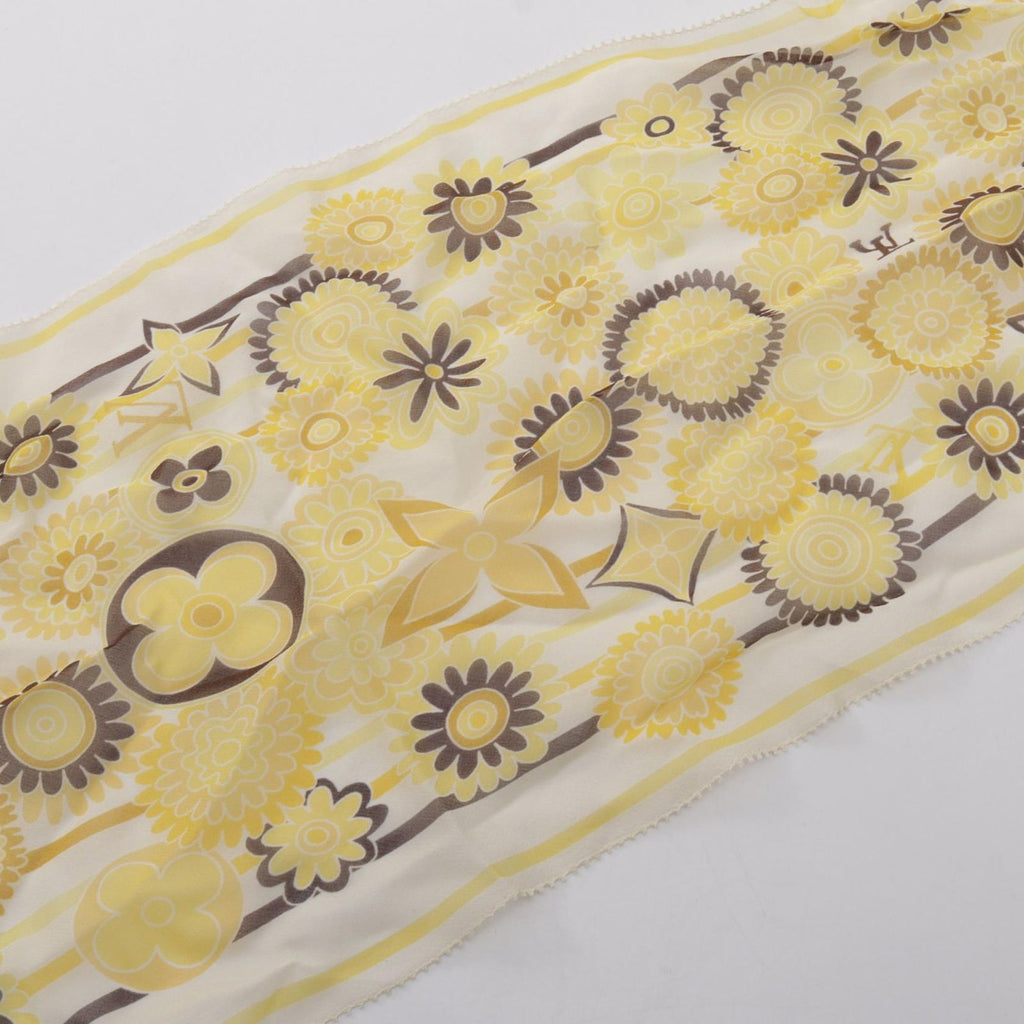 Louis Vuitton Scarf Flower Yellow Pattern Silk Long — view 7