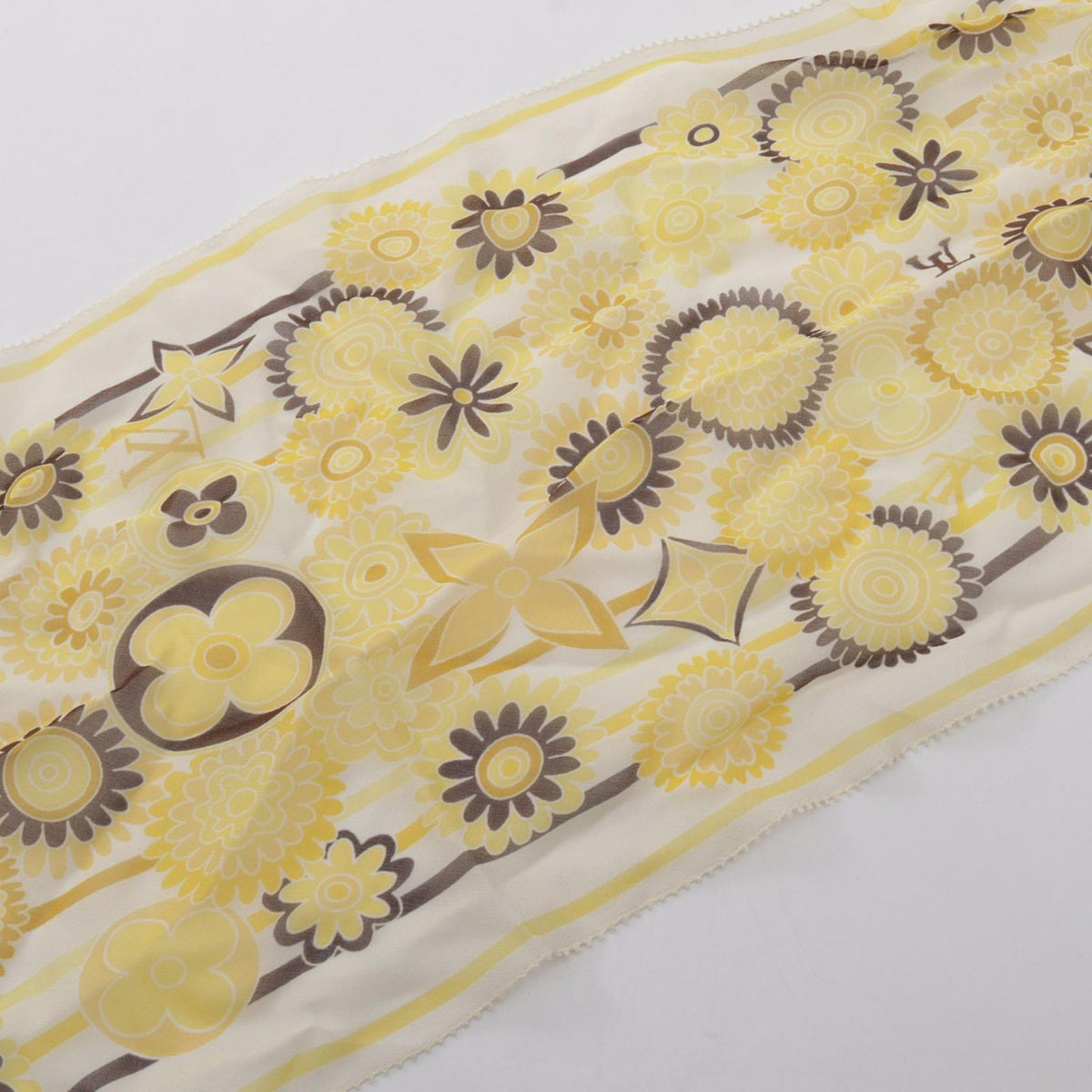 Louis Vuitton Scarf Flower Yellow Pattern Silk Long — view 7