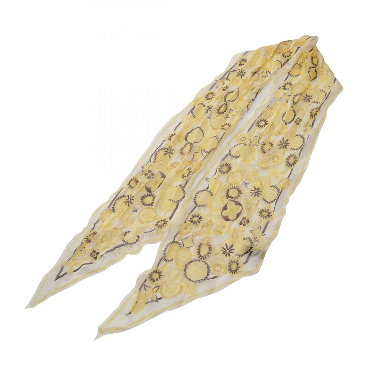 Louis Vuitton Scarf Flower Yellow Pattern Silk Long — view 2