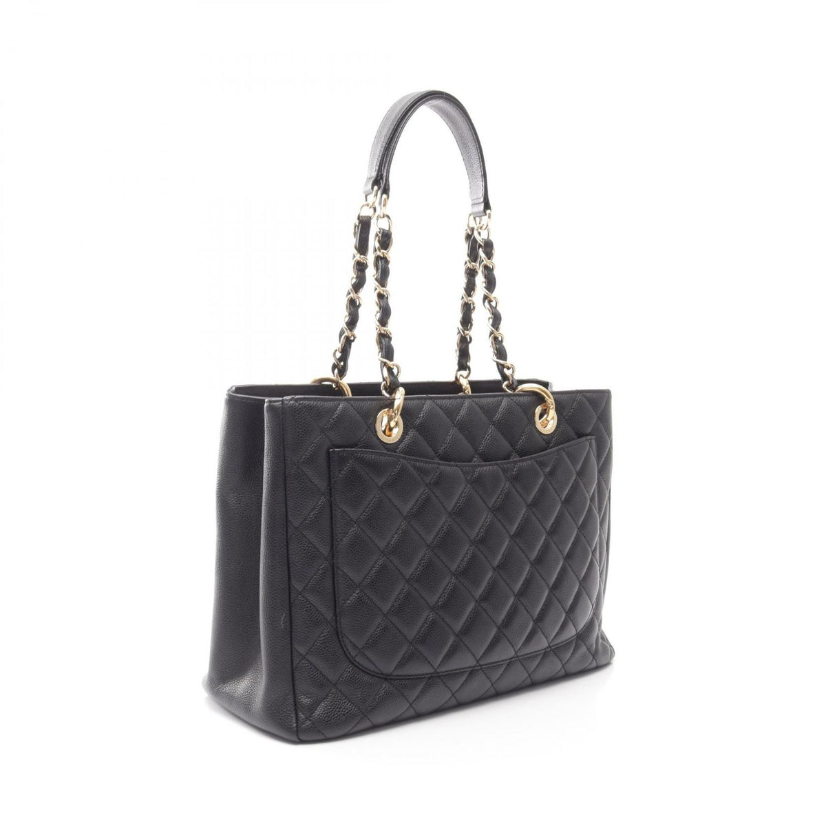Chanel Tote Bag Quilted Grand Shopping Black Caviar Leather GST Chain — view 2