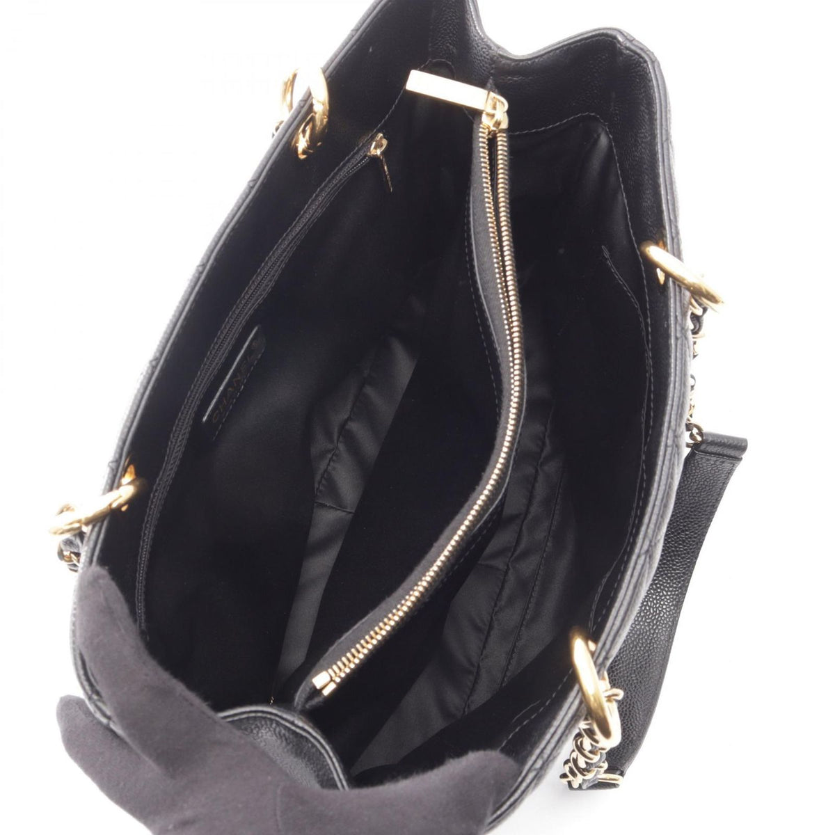 Chanel Tote Bag Quilted Grand Shopping Black Caviar Leather GST Chain — view 3