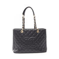 Chanel Tote Bag Quilted Grand Shopping Black Caviar Leather GST Chain