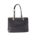 Chanel Tote Bag Quilted Grand Shopping Black Caviar Leather GST Chain