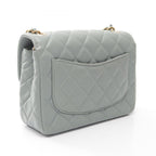 Chanel Shoulder Bag Mini Quilted Blue Gray Lambskin Chain — view 2