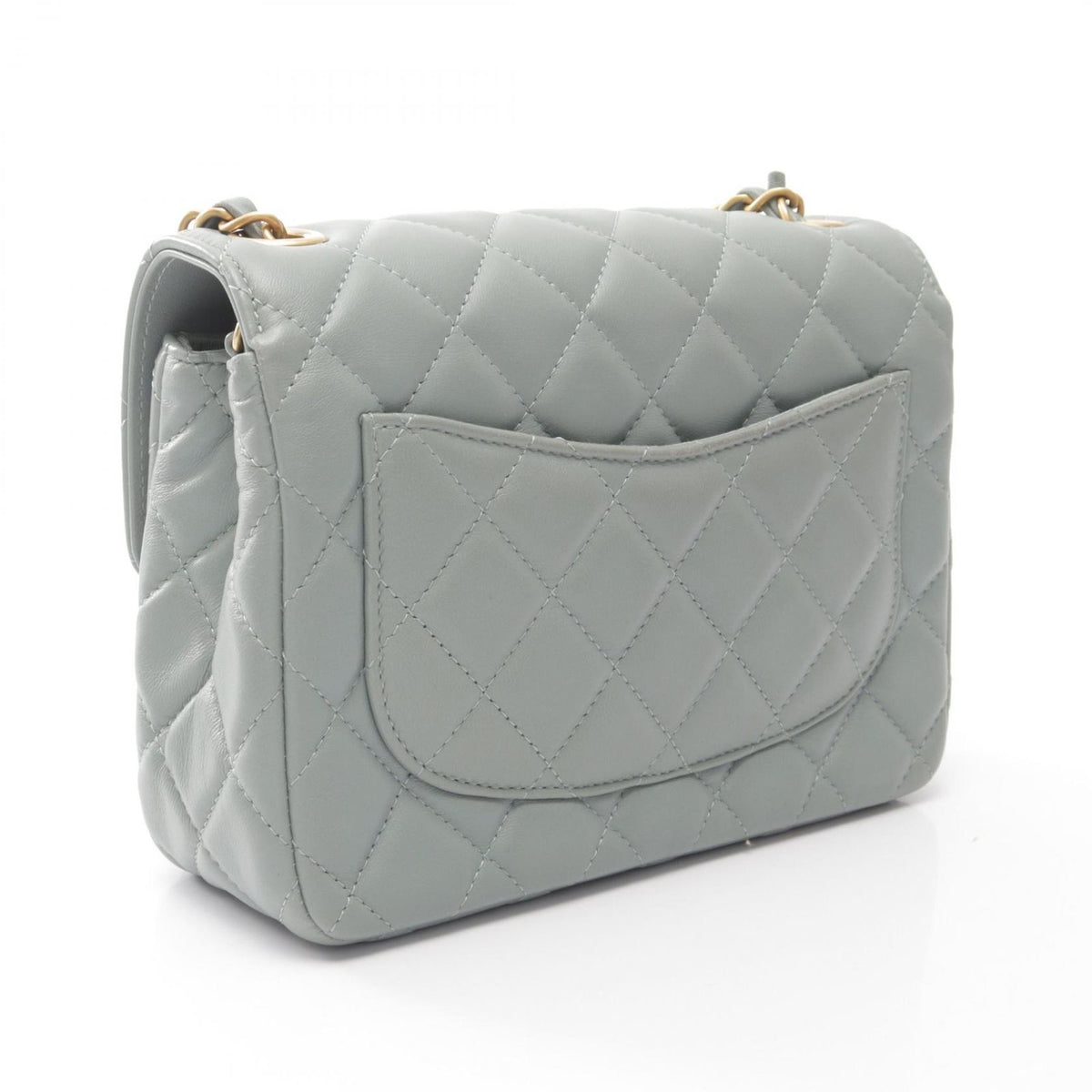 Chanel Shoulder Bag Mini Quilted Blue Gray Lambskin Chain — view 2