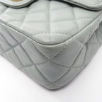 Chanel Shoulder Bag Mini Quilted Blue Gray Lambskin Chain — view 8
