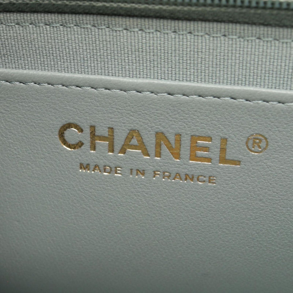 Chanel Shoulder Bag Mini Quilted Blue Gray Lambskin Chain — view 4