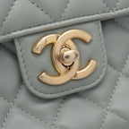 Chanel Shoulder Bag Mini Quilted Blue Gray Lambskin Chain — view 6