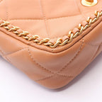 Chanel Shoulder Bag Quilted 2-Way Camel Lambskin Chain Around Flap — view 6
