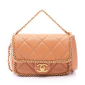 Chanel Shoulder Bag Quilted 2-Way Camel Lambskin Chain Around Flap
