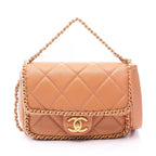 Chanel Shoulder Bag Quilted 2-Way Camel Lambskin Chain Around Flap