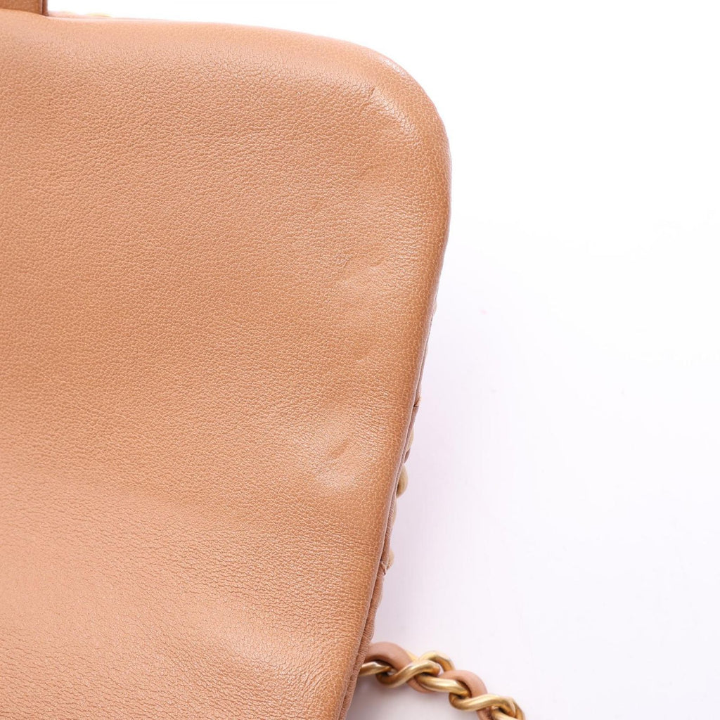 Chanel Shoulder Bag Quilted 2-Way Camel Lambskin Chain Around Flap — view 7