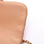 Chanel Shoulder Bag Quilted 2-Way Camel Lambskin Chain Around Flap — view 7