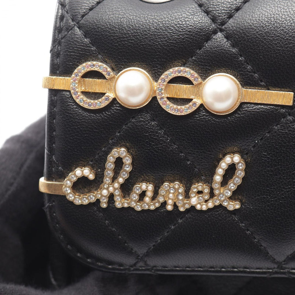 Chanel Shoulder Bag Quilted Clip Coco Black Lambskin Mini Chain — view 8