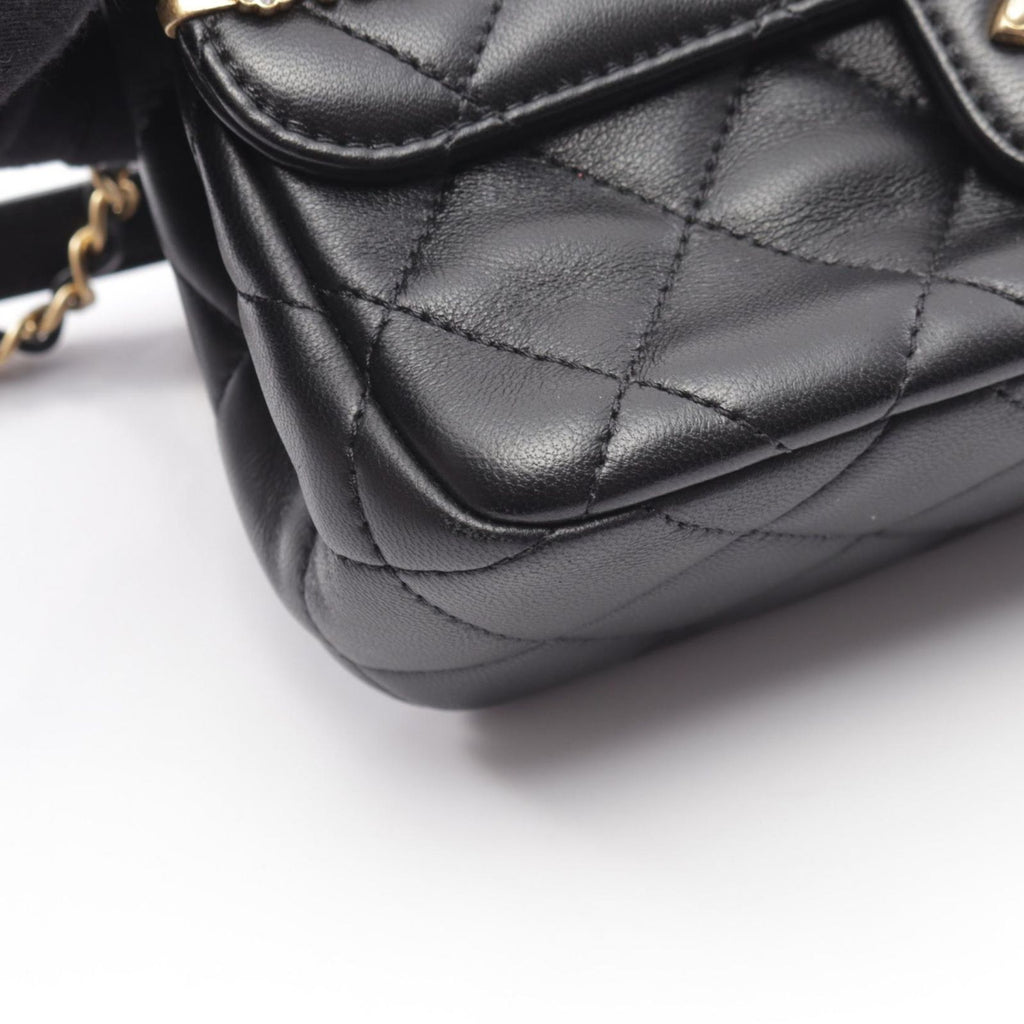 Chanel Shoulder Bag Quilted Clip Coco Black Lambskin Mini Chain — view 6
