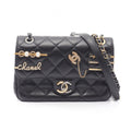 Chanel Shoulder Bag Quilted Clip Coco Black Lambskin Mini Chain