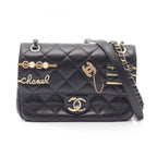 Chanel Shoulder Bag Quilted Clip Coco Black Lambskin Mini Chain
