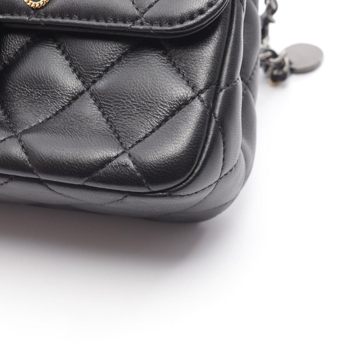 Chanel Shoulder Bag Quilted Clip Coco Black Lambskin Mini Chain — view 7