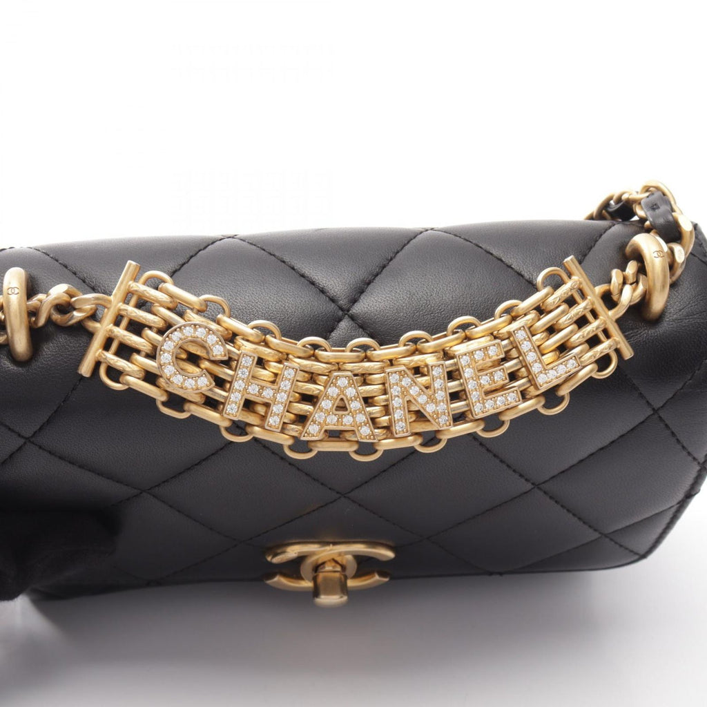 Chanel Shoulder Bag Quilted Mini Flap 2-Way Black Lambskin Small Chain — view 8