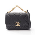 Chanel Shoulder Bag Quilted Mini Flap 2-Way Black Lambskin Small Chain