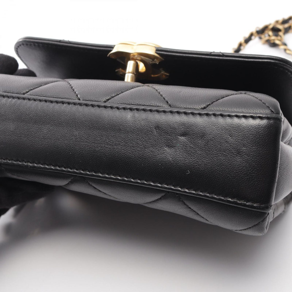 Chanel Shoulder Bag Quilted Mini Flap 2-Way Black Lambskin Small Chain — view 6